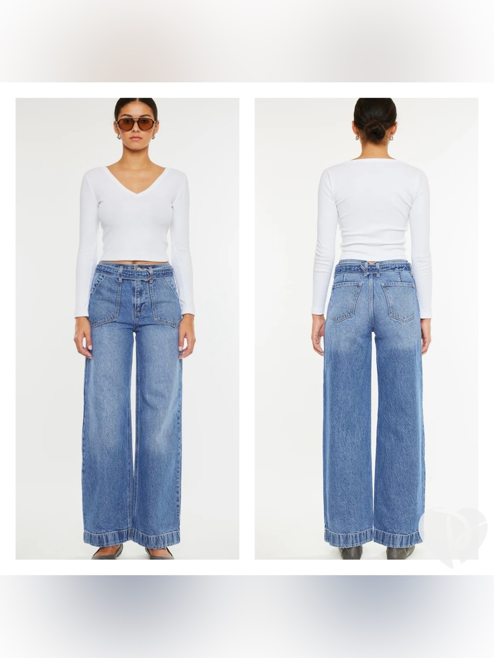 NWT Kancan Finn Ultra High Rise Wide Leg Jeans Belted Rigid Sz 11 or 29 - Picture 1 of 16